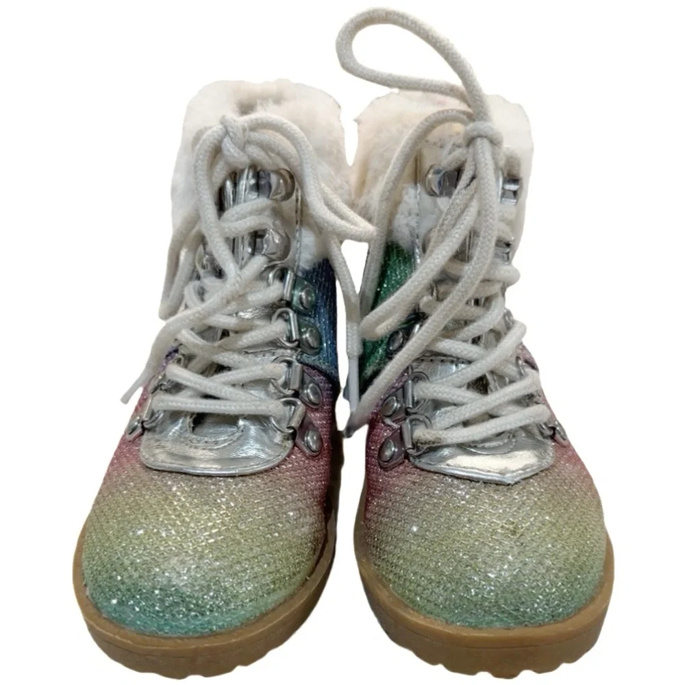 Juicy Couture Rainbow Glitter Boots Star Girl Party Pink Green Purple Size 6